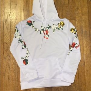 brand new white flower printed hoodie